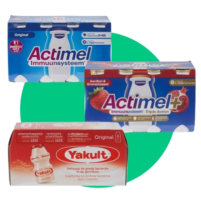 Actimel et Yakult avec probiotiques